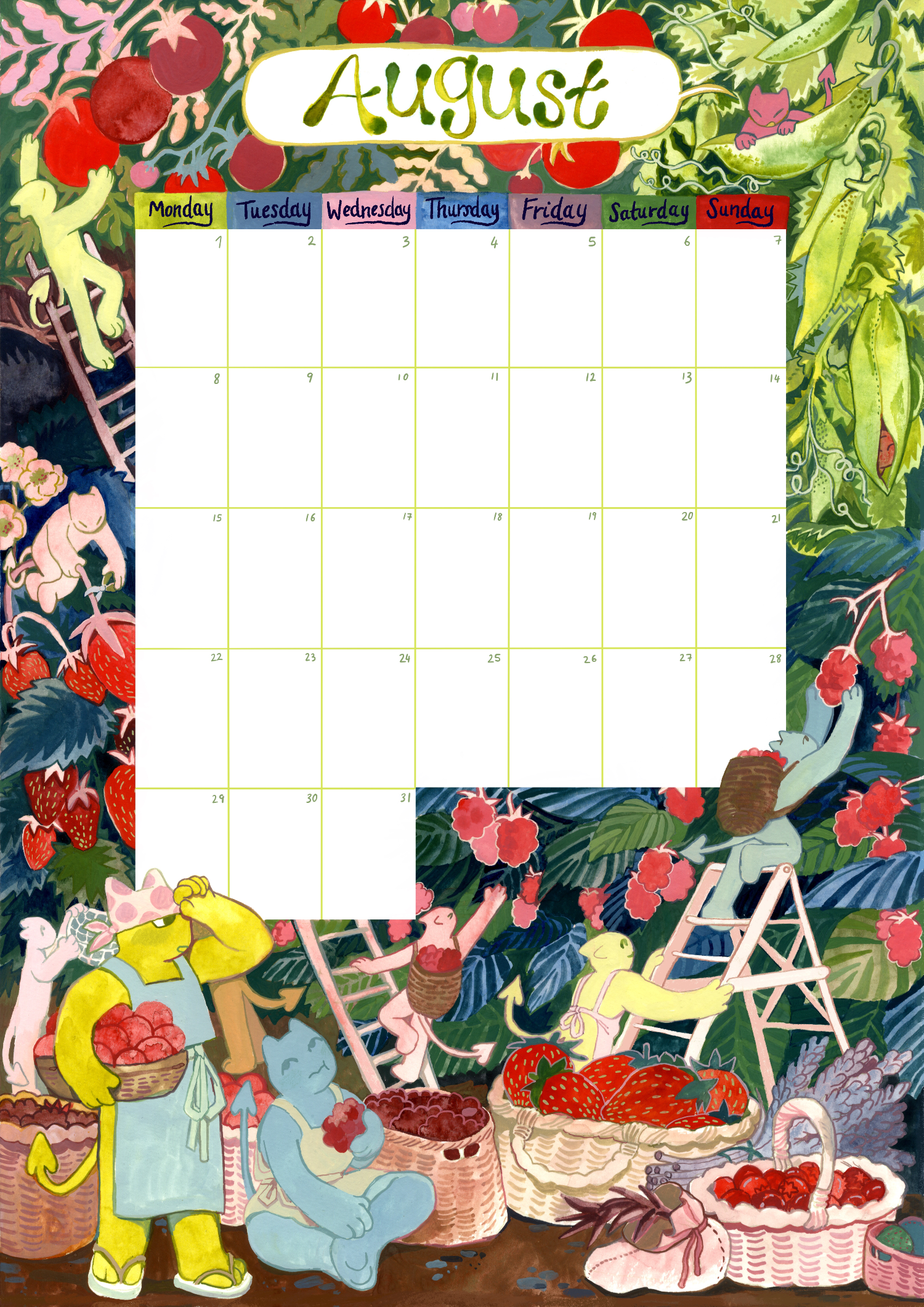 2022 calendar august